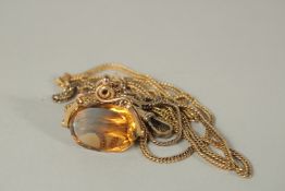 A 9ct GOLD VICTORIAN GUARD CHAIN 140cms long, with a swivel fob. Gold approx. 46grms.