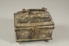 AN EARLY BRONZE CASKET. 5.5ins long.