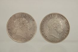 TWO GEORGE III SMALL HEAD HALF CROWN, 1818 & 1819 (2).