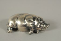 A RUSSIAN SILVER PIG. Marks Head 84. Faberge I. P. 7cms long. 43grms.