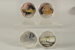 FOUR COMMEMORATIVE MEDALLIONS. R. M. S. TITANIC.