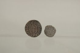 ELIZABETH I THREE PENCE, 1568/7 and PENNY 1594 both V f (2).