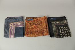 THREE POLO SILK SQUARES.