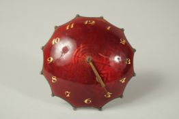 A .935 SILVER AND ENAMEL UMBRELLA CLOCK. 8cms diameter.