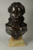 HENRY ALFRED PEGRAM (1862 - 1937) BRITISH. A SUPERB ART DECO BRONZE BUST OF A YOUNG LADY. Signed. On