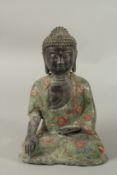 A BRONZE AND CLOISONNE BUDDHA. 27cms high.