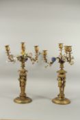 19TH CENTURY FRENCH, CIRCA 1840. A SUPERB PAIR OF OPAL FOUR LIGHT CANDELABRA with encrusted