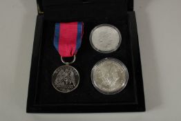 A REPLICA WATERLOO MEDAL AND WATERLOO MEDAL, boxed.