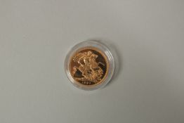 1987, A FULL GOLD PROOF SOVEREIGN in capsule.