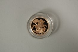 2018. A FULL GOLD PROOF SOVEREIGN in capsule FDC with woodec box and COA plus outer.