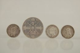 THREE VICTORIAN JUBILEE HEAD SIXPENCES , 1887, 1888 & 1890 AND A VICTORIAN FLORIN, 1887 (4).