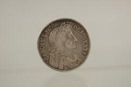 A CHARLES II 1676 HALF CROWN V F SCARCE.