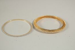 TWO DIAMANTE BRACELETS.