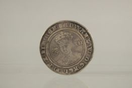 AN EDWARD VI 1549 - 1553 SHILLING, V F SCARCE.