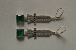 A PAIR OF PASTE EARRINGS.