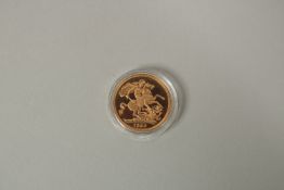 1990, A FULL GOLD PROOF SOVEREIGN in capsule.