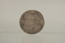 A GEORGE II OLD HEAD HALF CROWN 1746. LIMA F to F