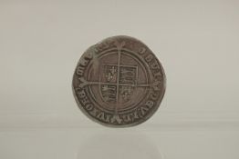 AN EDWARD VI FINE ISSUE SHILLING SCARER, V F. 1550 - 1553. MINT MARK.
