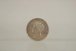 A GEORGE IV BARE HEAD SHILLING, RARE, 1826. G / V F.