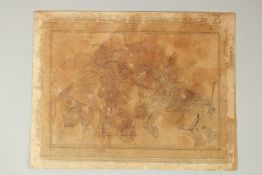 A FINE 17TH-18TH CENTURY INDIAN DRAWING depicting a composite mythical creature, 23cm x 18cm.