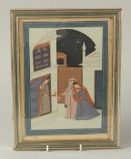 A 19TH-20TH CENTURY INDIAN MINIATURE PAINTING depicting female figures, framed and glazed to front
