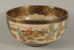 A FINE JAPANESE GILDED COBALT BLUE SATSUMA BOWL.