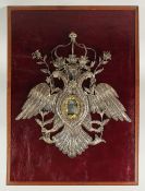 A VERY FINE AND RARE LARGE SPANISH COLONIAL SOUTH AMERICAN PARCEL GILT FILIGREE SILVER DOUBLE-HEADED