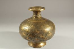 A VERY FINE 18TH CENTURY SOUTH INDIAN INSCRIBED BRASS LOTA VESSEL, engraved with different