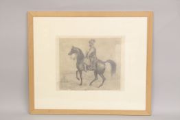 A FINE 19TH CENTURY ORIENTALIST DRAWING OF A NORTH AFRICAN OR OTTOMAN HORSE AND RIDER, framed and