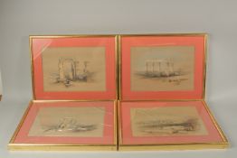 A COLLECTION OF FOUR 19TH CENTURY LITHOGRAPHS, SIGNED DAVID ROBERTS, depicting Middle Eastern