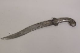 A LARGE 18TH CENTURY NORTH INDIAN SILVER AND GOLD OVERLAID STEEL DAGGER, 44cm long.