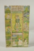 A VERY FINE 17TH-18TH CENTURY MUGHAL INDIAN MINIATURE PAINTING, depicting a ruler surrounded by
