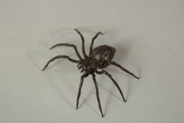 A BRONZE OKIMONO OF A SPIDER, 7cm wide.