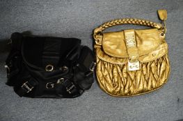 A Dior handbag and a Miu Miu handbag.