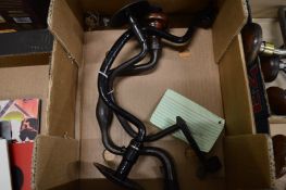 Three vintage iron wood working braces.