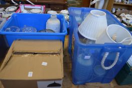 Table lamps, glass shade etc.