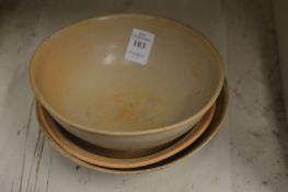 Three Chinese terracotta bowls.