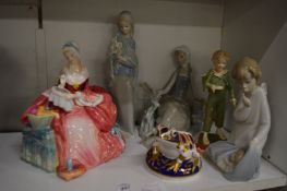 Collectable china to include Doulton figurine, Penelope, Crown Derby Imari frog, Royal Worcester