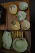 A group of Carlton ware leaf plates, toast rack etc.