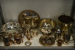 A quantity of plated items to include bowls, champagne bucket, cocktail shaker etc.