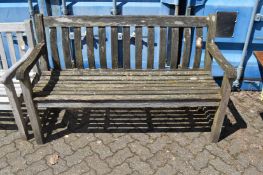 A wooden garden bench.