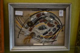 Hildegarde, an unusual collage titled 'Abstract Fish', framed and glazed together with two larger