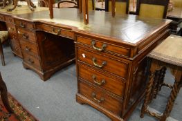 A good large Georgian style mahogany twin pedestal desk.