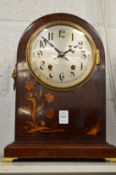 An Edwardian inlaid mahogany mantel clock.