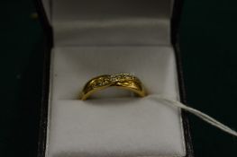 A 9ct gold and diamond ring, size O.