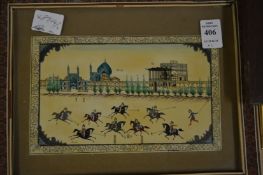Indian School, pair of decorative pictures depicting polo matches.