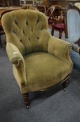 A Victorian button upholstered bedroom or nursing chair.