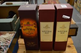 Three bottles of Fullers vintage ale, boxed.