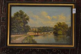 Lewis, Richmond Bridge on the river Thames, and near Richmond, river Thames, oil on canvas, pair.