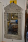 William Kent style grey painted over-mantle mirror.